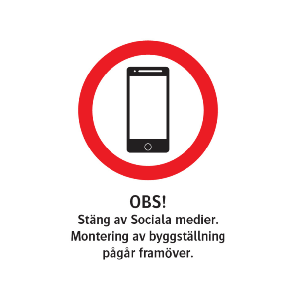 Förbudsskylt Stäng av sociala medier
